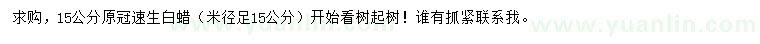 求購(gòu)米徑15公分速生白蠟