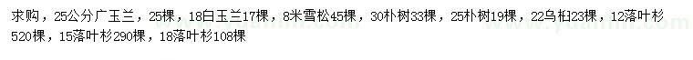 求購廣玉蘭、白玉蘭、雪松等