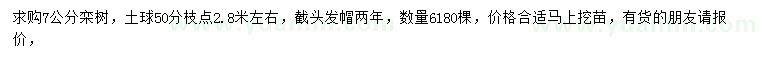 求購7公分欒樹