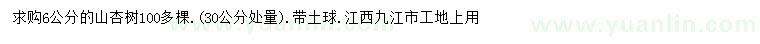 求購(gòu)6公分山杏樹
