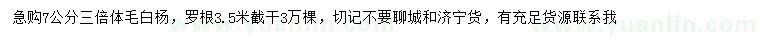 求購(gòu)7公分三倍體毛白楊