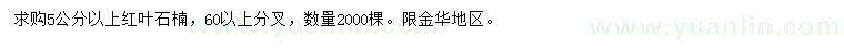求購(gòu)5公分以上紅葉石楠