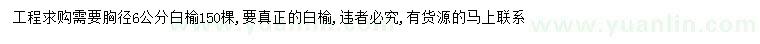 求購胸徑6公分白榆