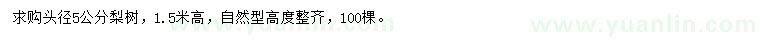 求購頭徑5公分梨樹
