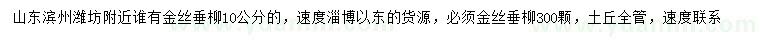 求購10公分金絲垂柳