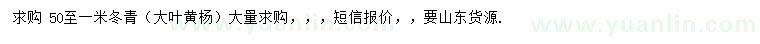 求購(gòu)50-100公分冬青、大葉黃楊