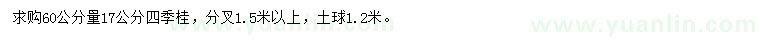 求購60公分量17公分四季桂