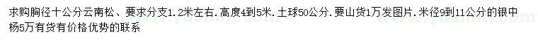 求購胸徑10公分云南松