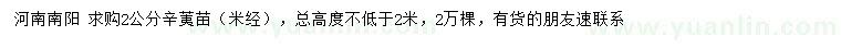 求購米徑2公分辛荑苗
