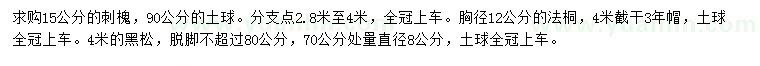 求購(gòu)刺槐、法桐、黑松