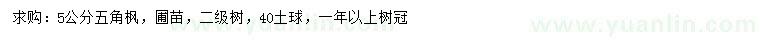 求購5公分 五角楓