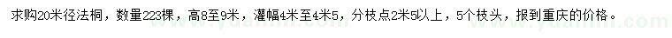 求購(gòu)米徑20公分法桐