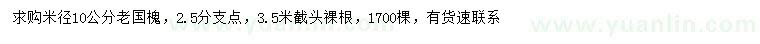 求購米徑10公分老國槐 