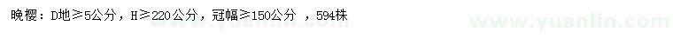 求購(gòu)地徑5公分晚櫻