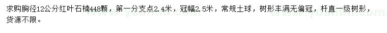 求購胸徑12公分紅葉石楠