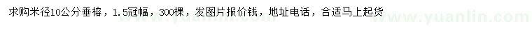 求購米徑10公分垂榕