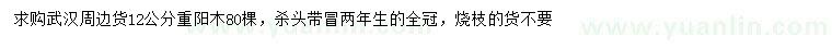 求購12公分重陽木