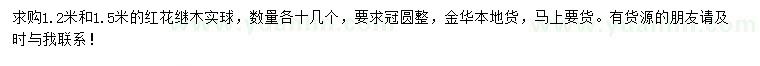 求購1.2、1.5米紅花繼木實球
