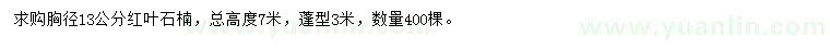 求購(gòu)胸徑13公分紅葉石楠