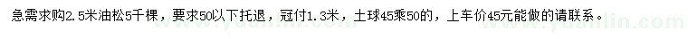 求購2.5米油松
