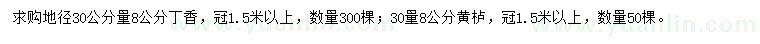 求購地徑30公分量8公分丁香、黃櫨	