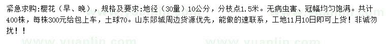 求購(gòu)地徑30量10公分櫻花（早、晚）