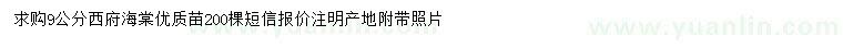 求購9公分西府海棠