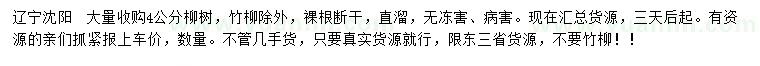 求購4公分柳樹