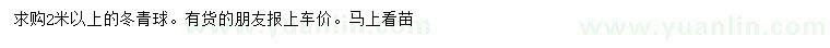 求購(gòu)2米以上冬青球