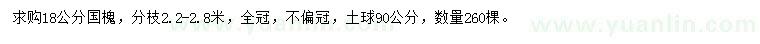 求購(gòu)18公分國(guó)槐