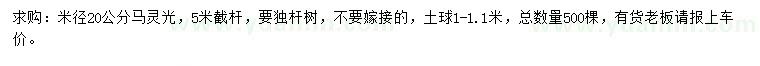 求購米徑20公分馬靈光