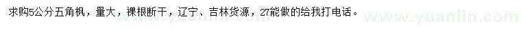求購5公分五角楓
