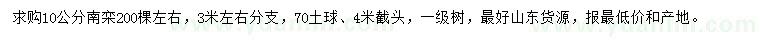 求購(gòu)10公分南欒