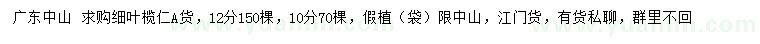 求購10、12公分細(xì)葉欖仁