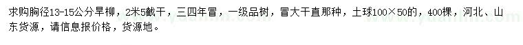 求購胸徑13-15公分旱柳