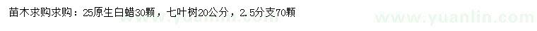 求購25公分白蠟、20公分七葉樹