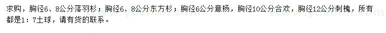 求購(gòu)落羽杉、東方杉、意楊等