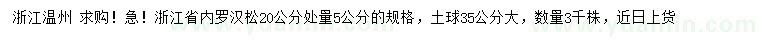求購20公分處量5公分羅漢松