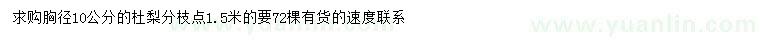 求購胸徑10公分杜梨