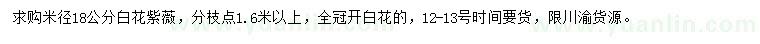 求購米徑18公分白花紫薇