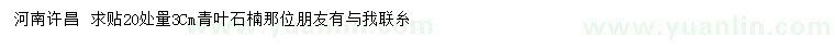 求購(gòu)20處量3公分青葉石楠
