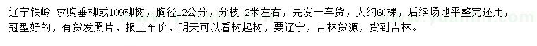 求購胸徑12公分垂柳、109柳樹