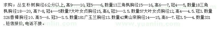 求購(gòu)叢生樸樹、三角楓、大葉女貞等
