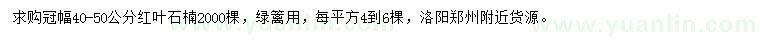 求購冠幅40-50公分紅葉石楠