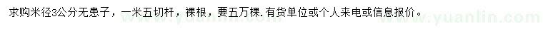 求購米徑3公分無患子