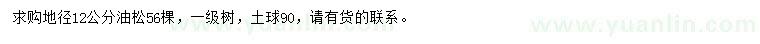 求購(gòu)地徑12公分油松