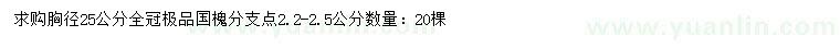 求購胸徑25公分極品國槐