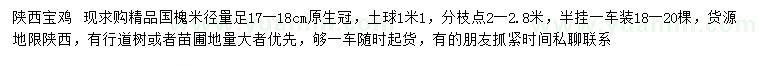 求購米徑量足17-18公分精品國槐