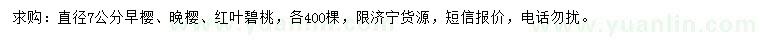 求購早櫻、晚櫻、紅葉碧桃