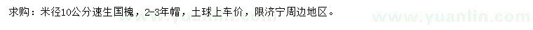 求購(gòu)米徑10公分速生國(guó)槐